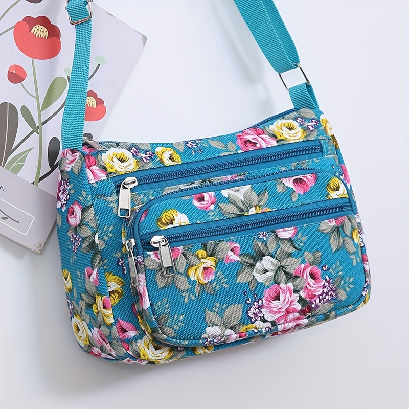 Women Bags Zip - Bolsa Transversal Floral Estilosa, Bolsa de