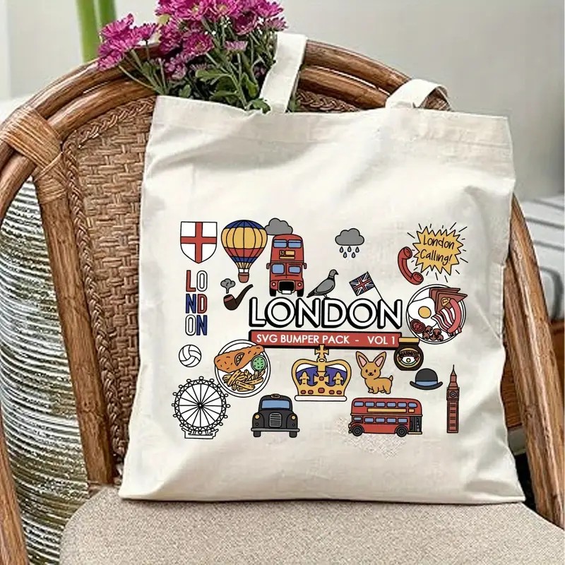 Women Bags In Uk - Bolsa tote de lona com estampa